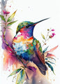 Watercolor Hummingbird Flower Wall Art