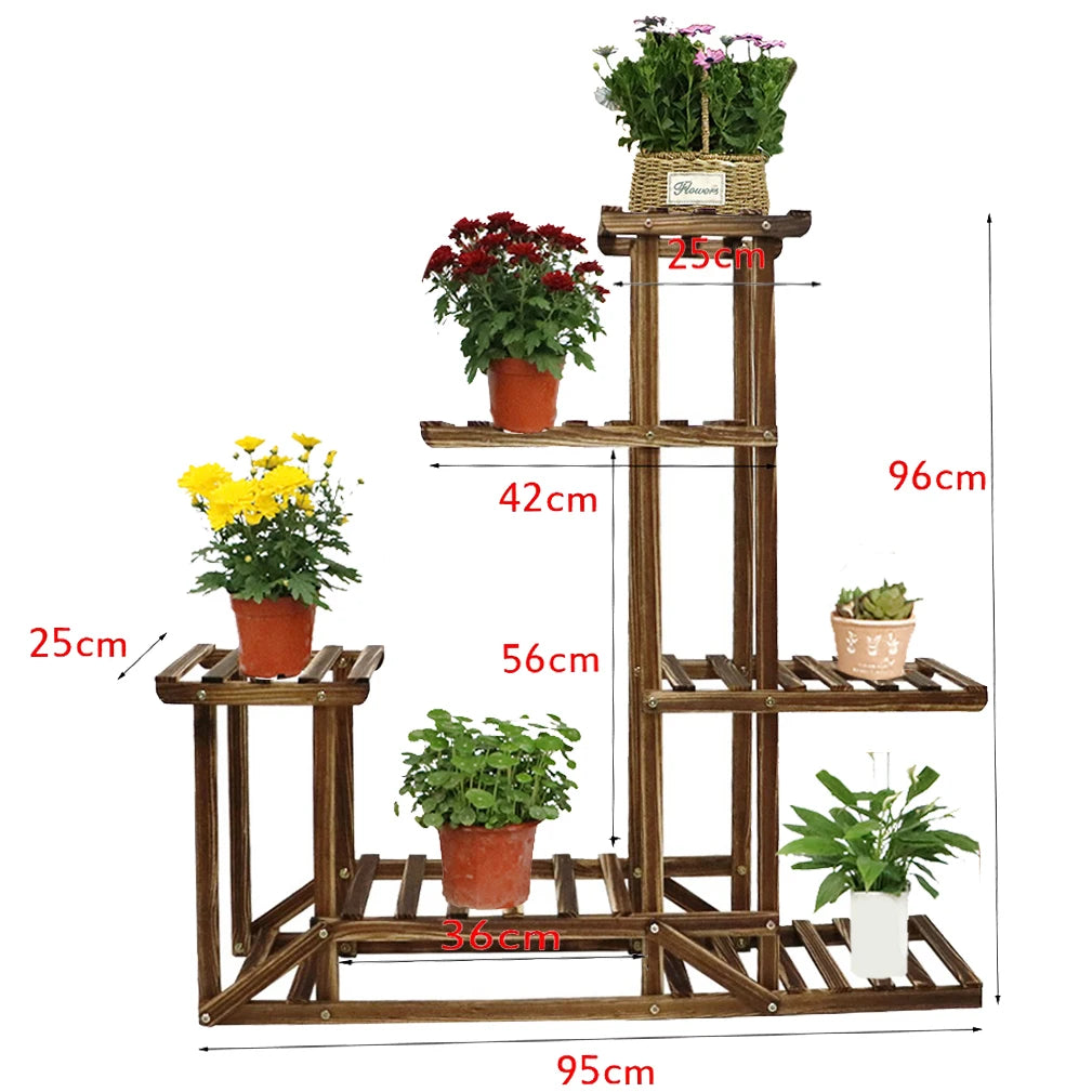 Wooden Plant Stand 5 Tier Corner Shelf Storage Rack for Indoor Outdoor Garden