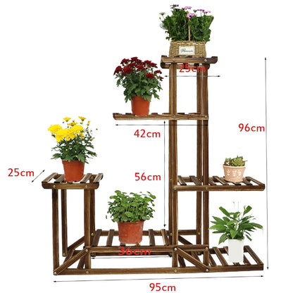 Wooden Plant Stand 5 Tier Corner Shelf Storage Rack for Indoor Outdoor Garden