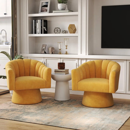 360° Swivel Velvet Upholstered Barrel Chair Set 2 Living Room Reading Round Armchair, 15 different colors