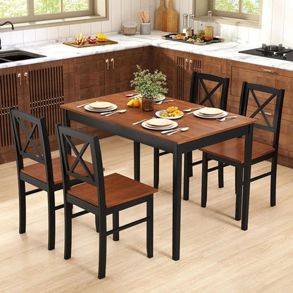 5-Piece Dining Table Set for 4, Rectangular Kitchen Table & 4 Chairs