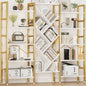 Triple 5 Tier Bookshelf, Large Wooden Bookcase with 17 Open Display Shelves Metal Frame
