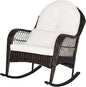 Patio Wicker Rocking Chair, Outdoor Rocker with Seat and Back Cushion, Waist Pillow, Armrests, Garden Chair