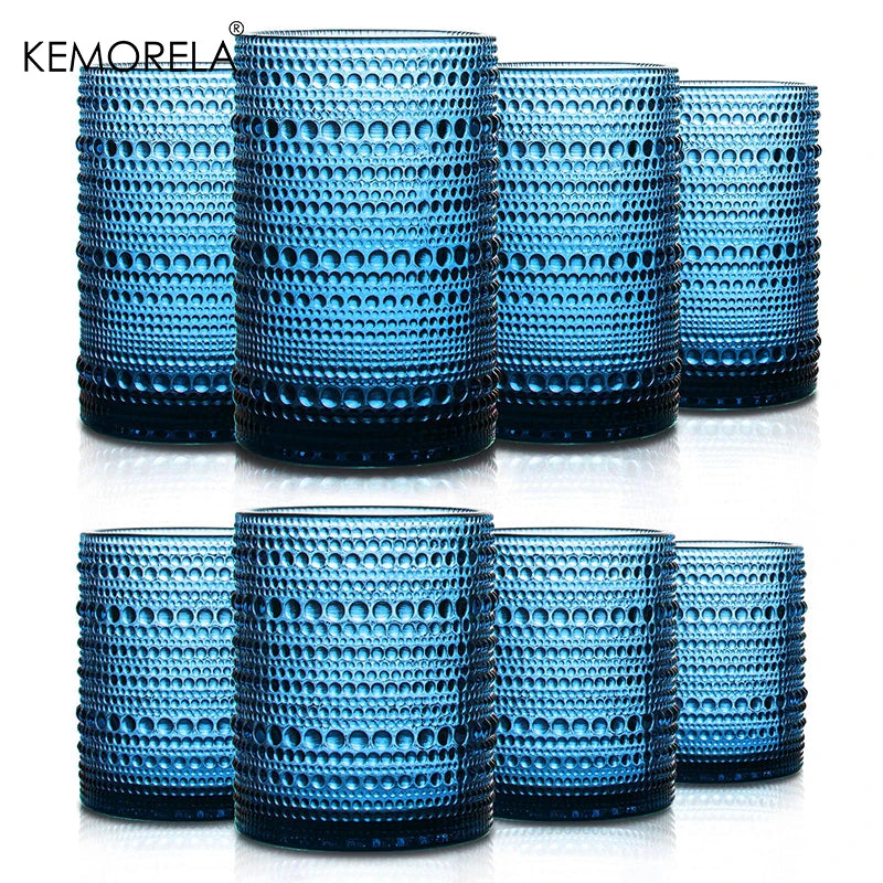 8PCS Vintage Raindrop Glass Cup 300/400ML Highball Glasses