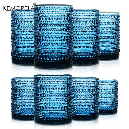 8PCS Vintage Raindrop Glass Cup 300/400ML Highball Glasses