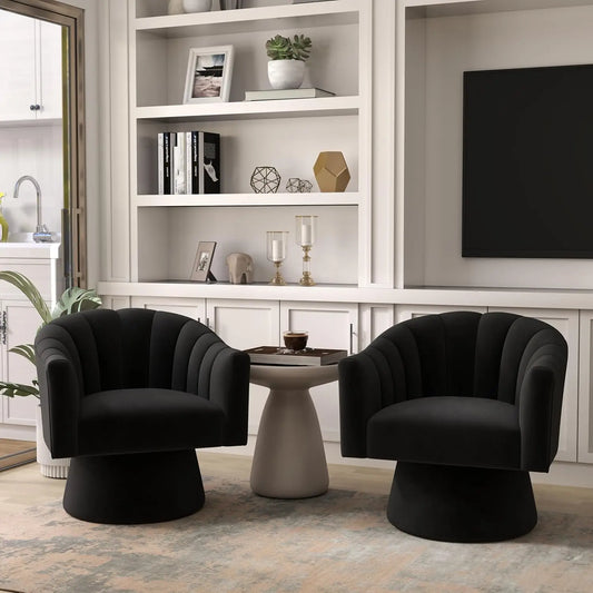 360° Swivel Velvet Upholstered Barrel Chair Set 2 Living Room Reading Round Armchair, 15 different colors