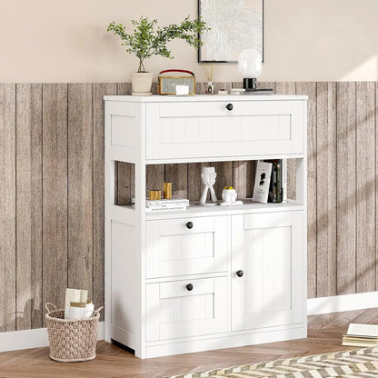 Bathroom  Storage Cabinet Organizer with 1 Door and 3 Drawers, Freestanding Cupboard