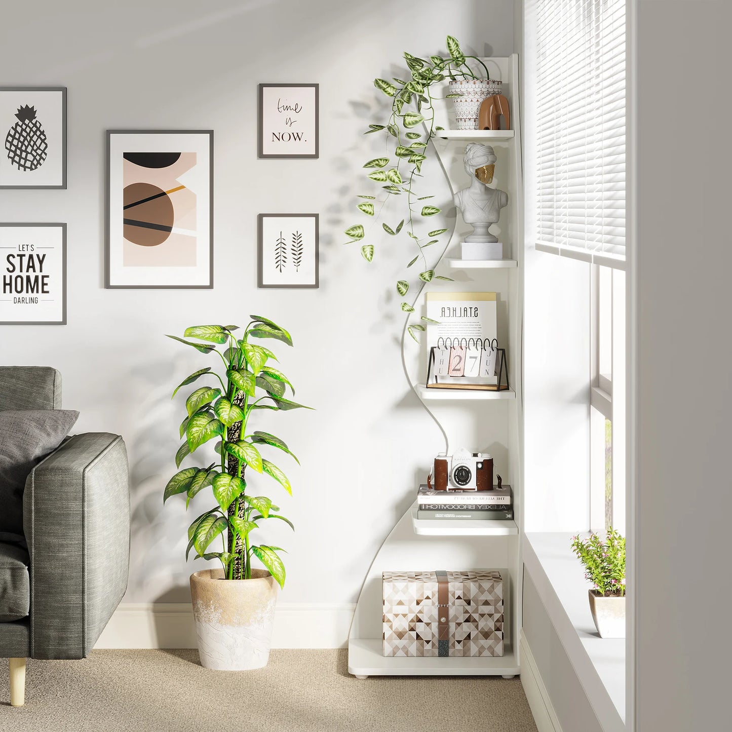 Tribesigns Corner Shelf, Modern 5-Tier Wall