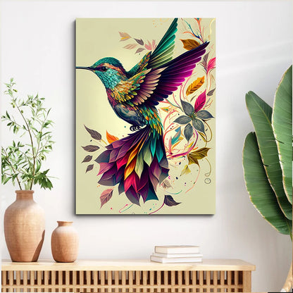 Watercolor Hummingbird Flower Wall Art