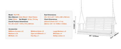SucceBuy Wooden Porch Swing 5 ft  for Courtyard Garden  880 lbs Strong Load Capacity Chair Bench