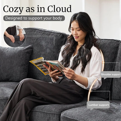 Couches for Living Room, 89 inch Cloud Couch Sofa in Chenile with Extra Comfy Soft Deep Seats,
