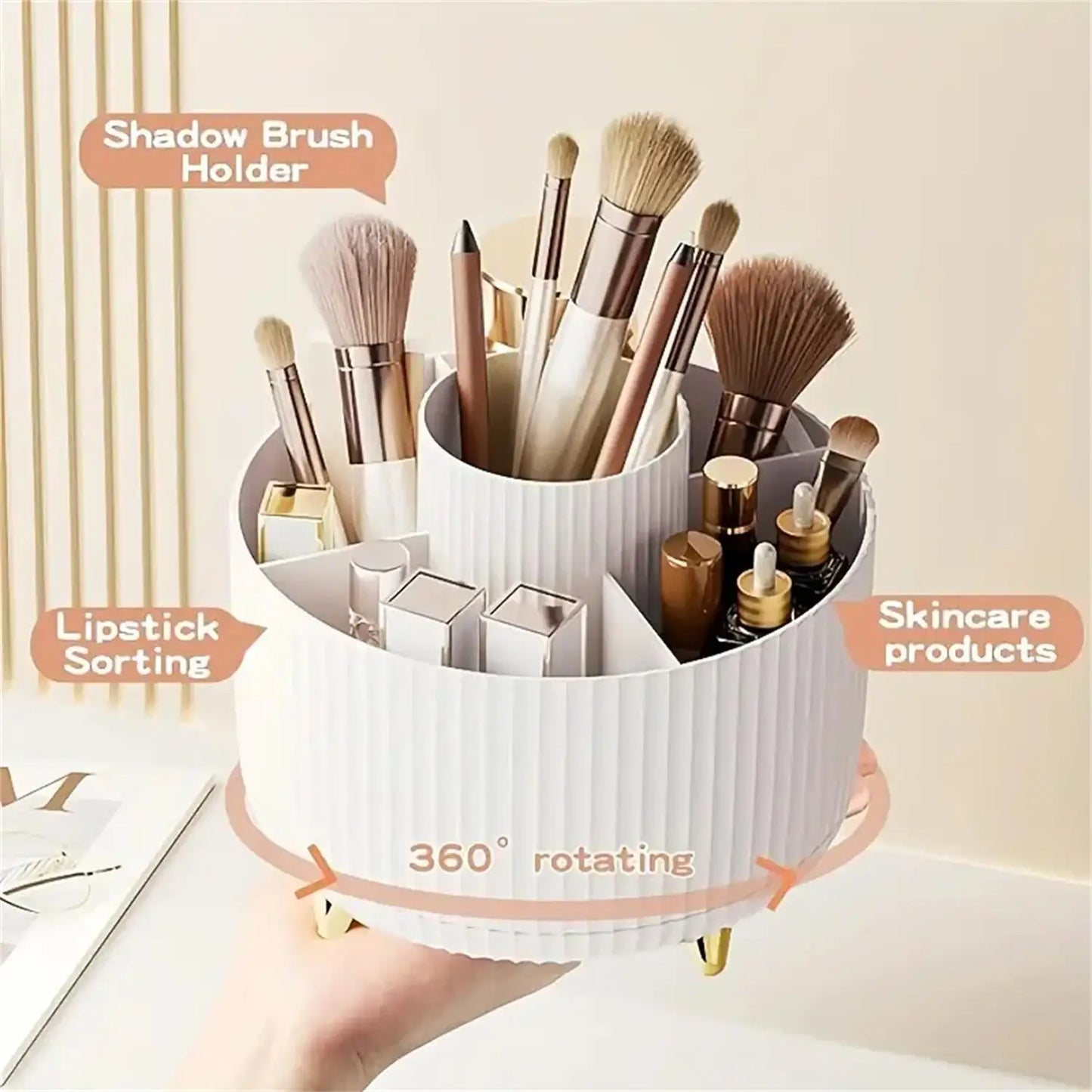 360° Rotating Makeup Organizer - 1pc with 5 Compartments