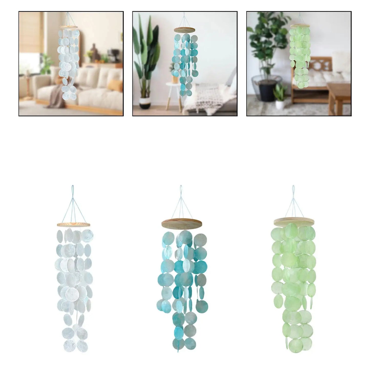 Sea Shell Wind Chimes Decoration 12x45cm for Trees, Fences Lightweight