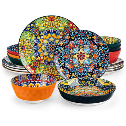 Malacasa Bohemia Retro Ceramic Dinnerware Set