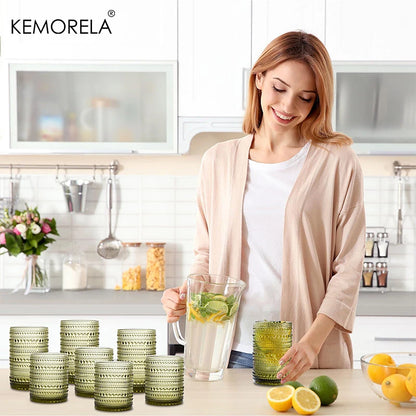 8PCS Vintage Raindrop Glass Cup 300/400ML Highball Glasses