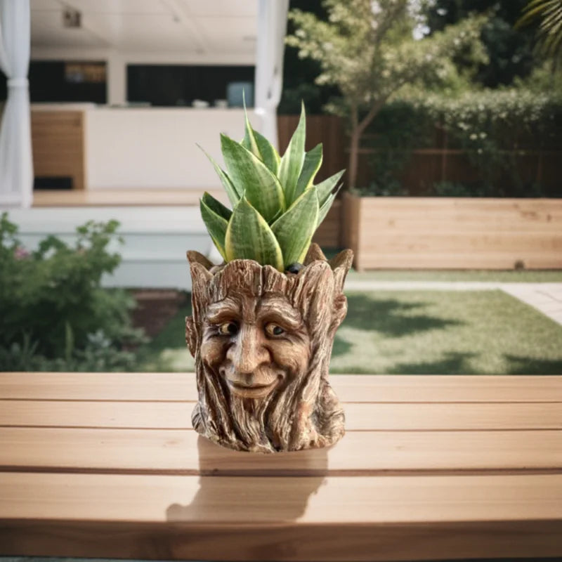 1Pc, Creative and Funny Expression Book Tree Stump Old Man Resin Vase,