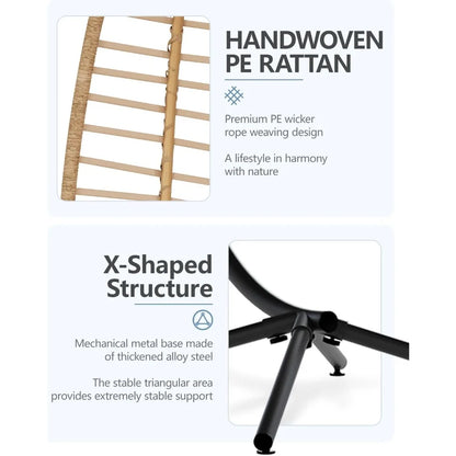 Egg Swing Chair with Stand, Outdoor Patio Hanging Egg Chair, Indoor Hammock Chair