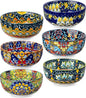 Bohemian Ceramic Bowl Set of 6 (28 Oz) - Colorful Soup, Cereal, Pasta, Salad, Fruit Bowls