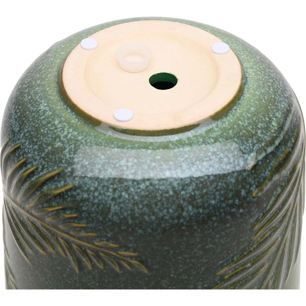 8 Inch Embossed Ceramic Planter with Drainage