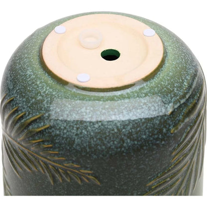 8 Inch Embossed Ceramic Planter with Drainage