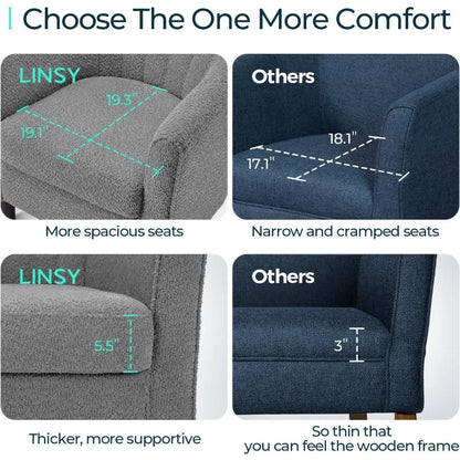 Accent Chair Ottoman Set: Chenille Barrel Chair with Foot Rest,  Upholstered
