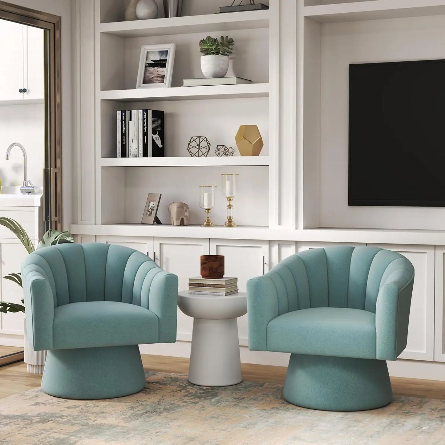 360° Swivel Velvet Upholstered Barrel Chair Set 2 Living Room Reading Round Armchair, 15 different colors