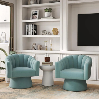 360° Swivel Velvet Upholstered Barrel Chair Set 2 Living Room Reading Round Armchair, 15 different colors