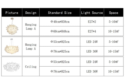 Exquisite Leaves Dimmable LED Ceiling Lights White Remote Control