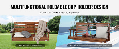 SucceBuy Wooden Porch Swing 5 ft  for Courtyard Garden  880 lbs Strong Load Capacity Chair Bench